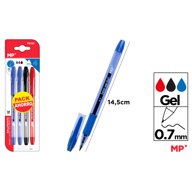 BOLIGRAFO TINTA GEL PUNTA 0.7MM 4U - C25