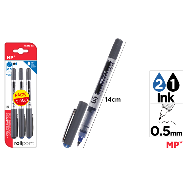 BOLIGRAFO G5 TINTA LIQUIDA PUNTA BALL 3UDS - B17