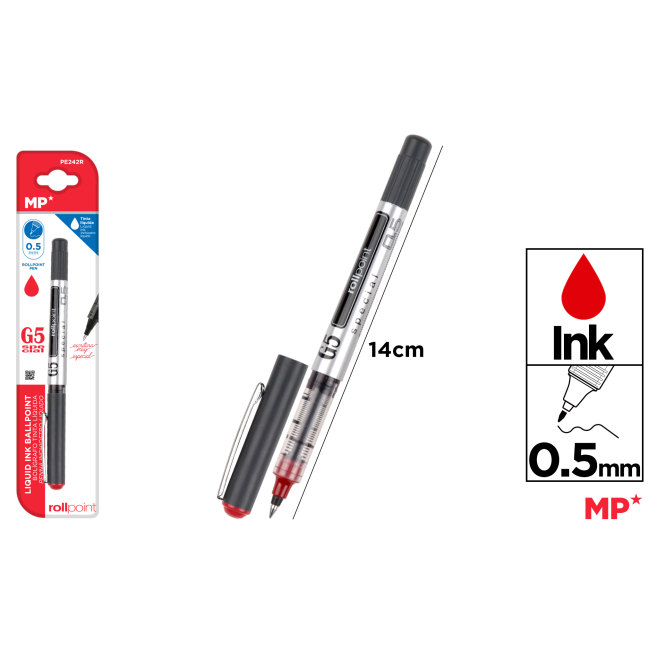 BOLIGRAFO G5 TINTA LIQUIDA PUNTA BALL ROJO - C41