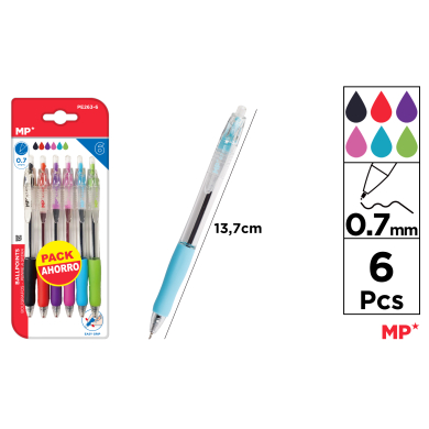 BOLIGRAFO TEXTURA SUAVE 0,7MM 6UDS - C25