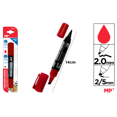 MARCADOR PERMANENTE DOBLE PUNTA ROJO - D23