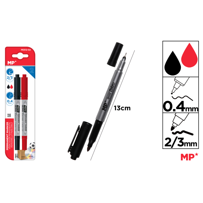 MARCADOR PERMANENTE DOBLE PUNTA 2UDS - C35