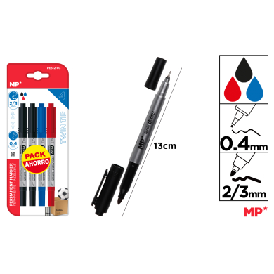 MARCADOR PERMANENTE DOBLE PUNTA 4UDS -D11
