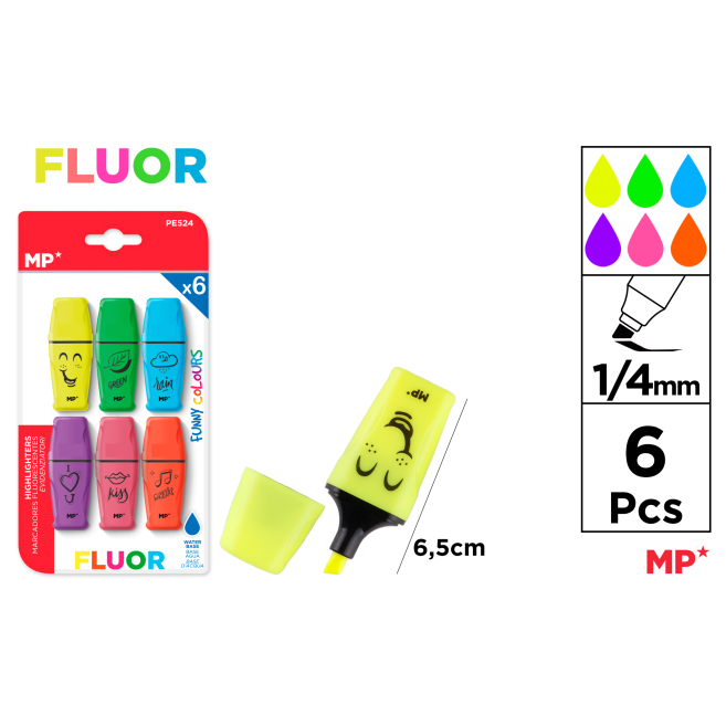 MARCADOR FLUORESCENTE MINI 6 UDS - D34