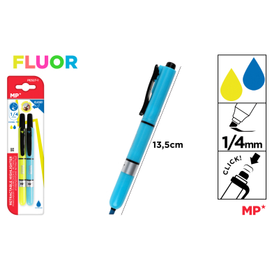 MARCADOR FLUORESCENTE RETRACTIL 2UDS - C45