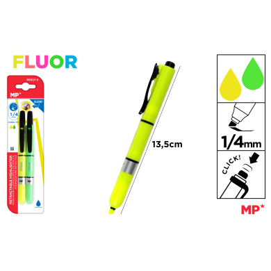 MARCADOR FLUORESCENTE RETRACTIL 2UDS - D32
