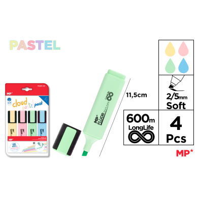 MARCADOR TEXTLINER CLOUD PACK 4UDS - E22