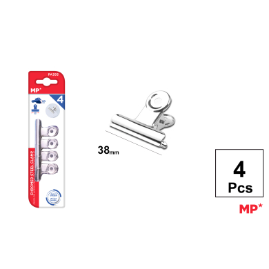 PINZA DE ACERO CROMADO 38 MM 4 UDS - H38