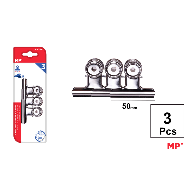 PINZA DE ACERO CROMADO 50 MM 3 UDS - H38