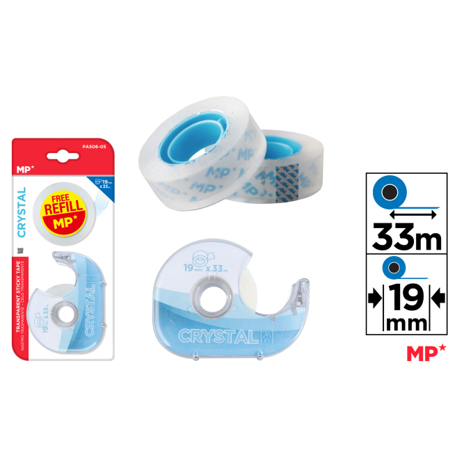 CINTA ADHESIVA CRISTAL CON DISPENSADOR