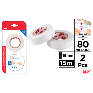 CINTA ADHESIVA DOBLE CARA 80MICRAS 19MM*15MT - H48