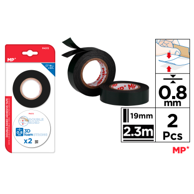 CINTA ADHESIVA DOBLE CARA 0.8MM 19MM*2.3MT - G15