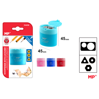 SACAPUNTAS DOBLE CON DEPOSITO Y TAPA - B32