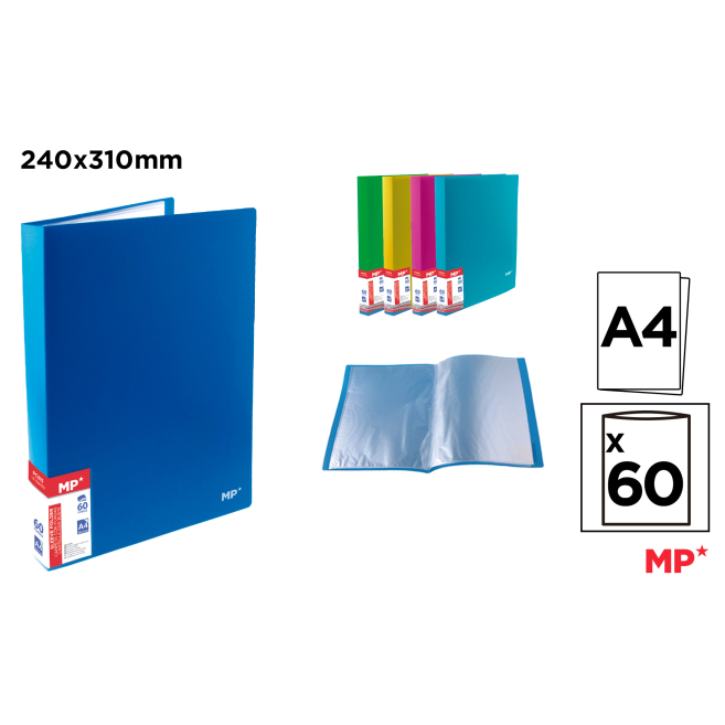 CARPETA 60 FUNDAS A4 TAPA FLUORESCENTE - B44