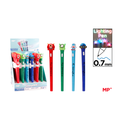 EXP. BOLÍGRAFOS FANTASÍA  LUZ MULTICOLOR - D25
