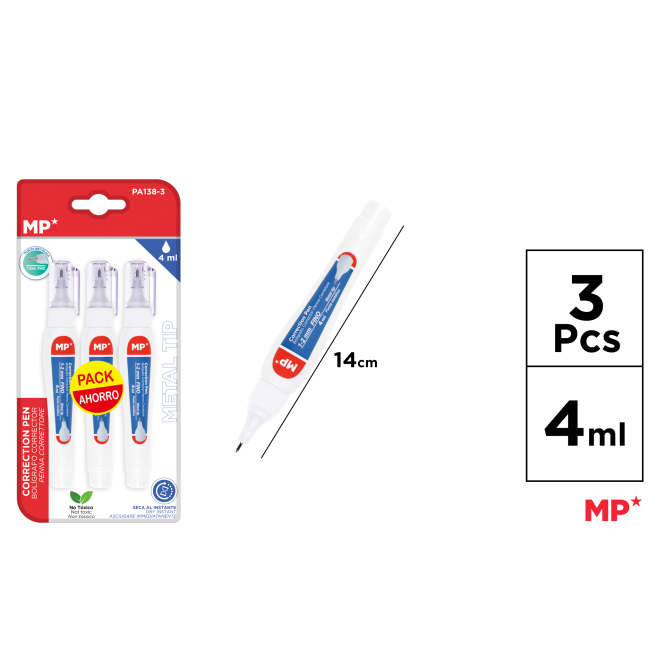 CORRECTORES BOLIGRAFO PACK 3 PUNTA 1.2MM - B45