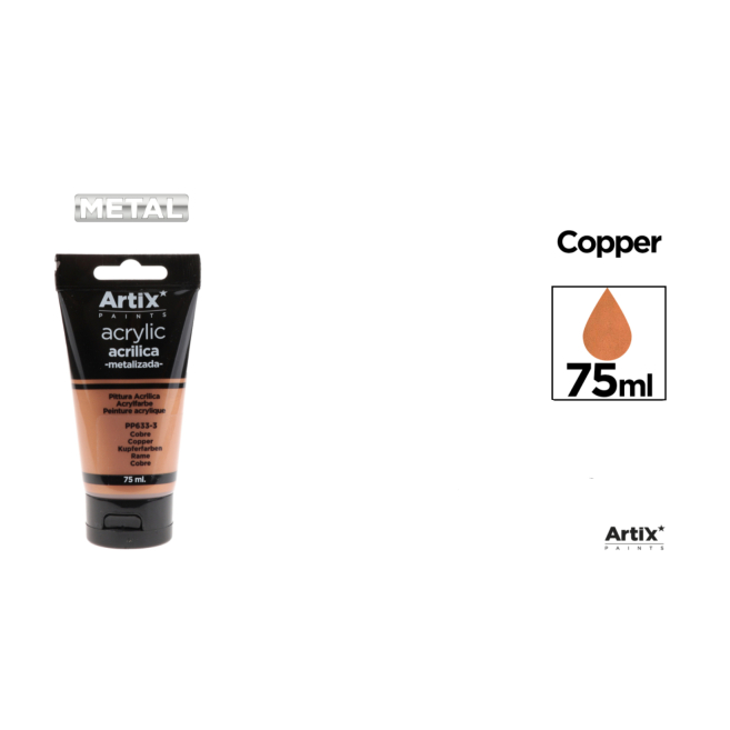 PINTURA ACRILICA TUBO 75ML COBRE METALIZADO - D48
