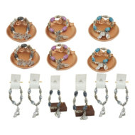 Pulseras vie or elástica con cuentas marmoleadas 12 uds I27