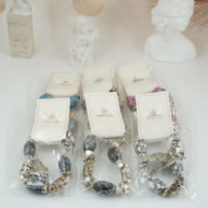 Pulseras vie or elástica con cuentas marmoleadas 12 uds I27