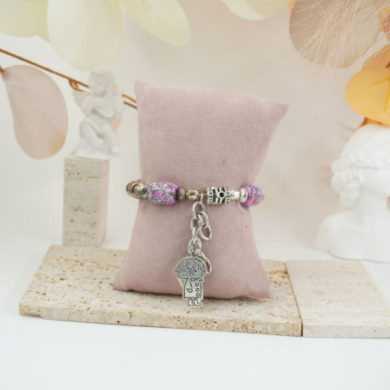 Pulseras vie or elástica con cuentas marmoleadas 12 uds I27