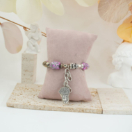 Pulseras vie or elástica con cuentas marmoleadas 12 uds I27