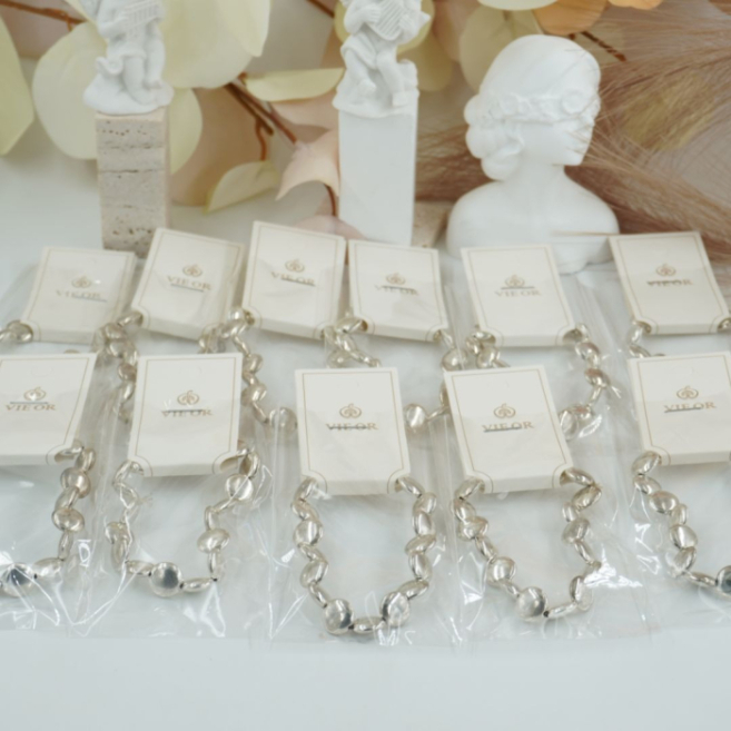 Pulseras estilo clásico con cuentas metálicas VIE OR 12 uds 117 Y 118