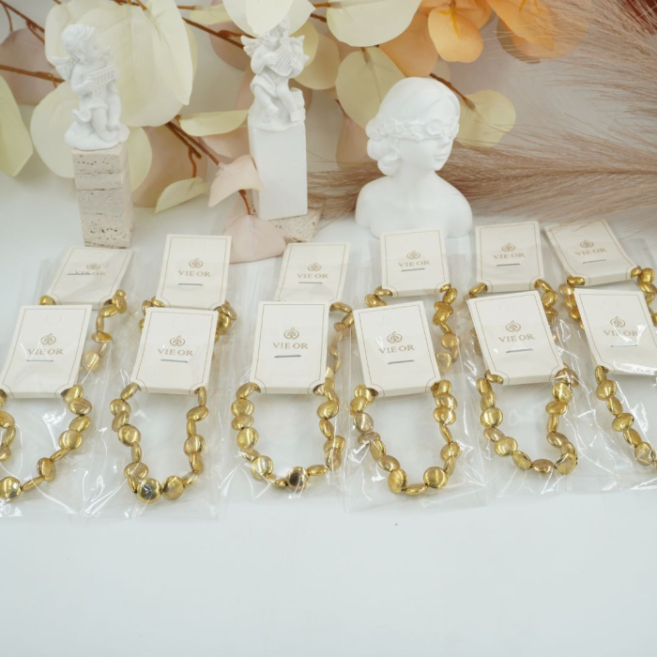 Pulseras  con cuentas metálicas doradas VIE OR 12 uds 117 Y 118