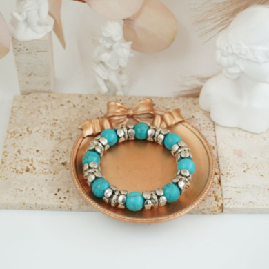 Pulseras Vie Or con cuentas turquesa y detalles metálicos 117 Y 118