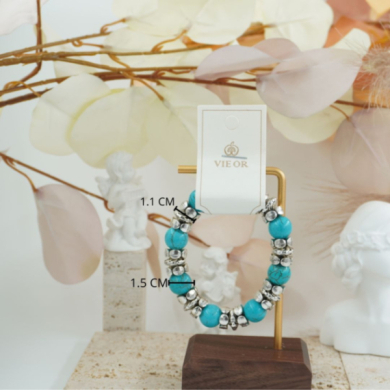 Pulseras Vie Or con cuentas turquesa y detalles metálicos 117 Y 118