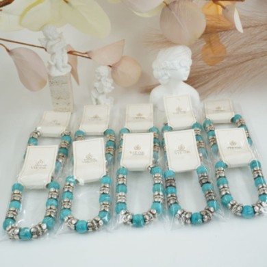 Pulseras Vie Or con cuentas turquesa y detalles metálicos 117 Y 118