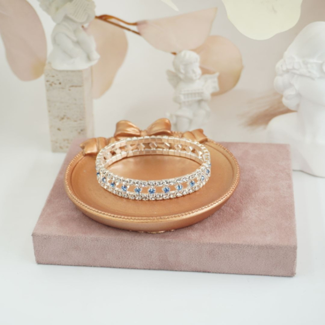 Pulseras Vie Or doble  fila detalles brillantesazul 12 uds I28