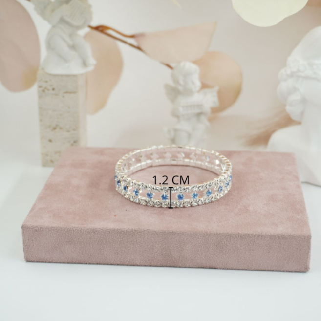 Pulseras Vie Or doble  fila detalles brillantesazul 12 uds I28