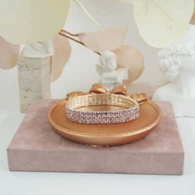 Pulseras rosa  de Pedrería Ajustable 3 Hilos 12 uds I28