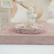 Pulseras rosa  de Pedrería Ajustable 3 Hilos 12 uds I28