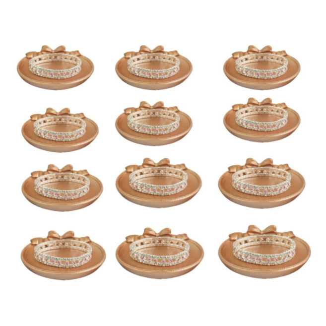 Pulseras Vie Or doble  fila detalles brillantes rosa 12 uds I28