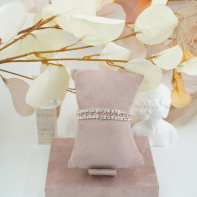 Pulseras Vie Or doble  fila detalles brillantes rosa 12 uds I28