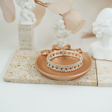 Pulseras Vie Or doble  fila detalles brillantescafe  12 uds I28