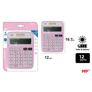 CALCULADORA SOLAR Y PILAS ROSA - C25