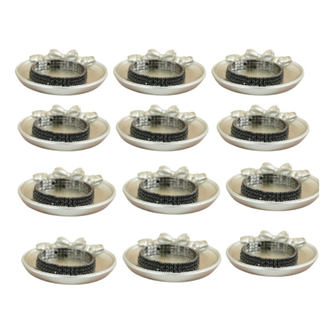 Pulseras elástica negra con cristales, marca Vie Or 12 uds