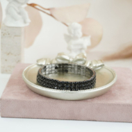 Pulseras elástica negra con cristales, marca Vie Or 12 uds