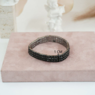 Pulseras elástica negra con cristales, marca Vie Or 12 uds