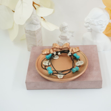 Pulseras con adornos turquesa Vie Or 12 uds I38