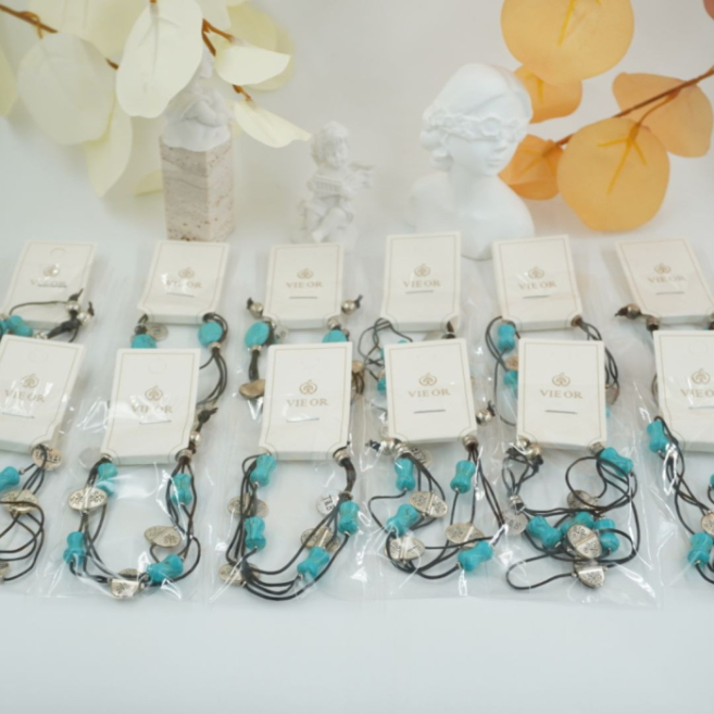 Pulseras con adornos turquesa Vie Or 12 uds I38