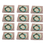 Pulseras con cuentas rectangulares turquesa Vie Or 12 uds I38