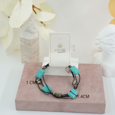 Pulseras con cuentas rectangulares turquesa Vie Or 12 uds I38