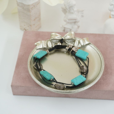 Pulseras con cuentas rectangulares turquesa Vie Or 12 uds I38