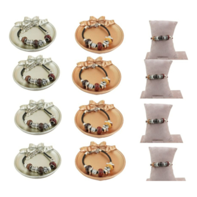 Pulseras trenzada negra con cuentas Vie Or 12 uds - I35