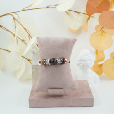 Pulseras trenzada negra con cuentas Vie Or 12 uds - I35