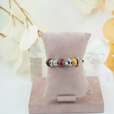 Pulseras trenzada negra con cuentas Vie Or 12 uds - I35