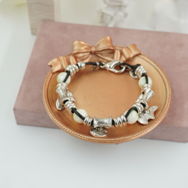 Pulseras con cuentas y detalles metálicos Vie Or 12 uds - I35